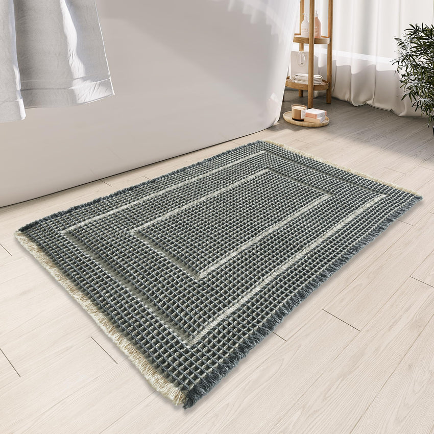 Bathroom Floor Mat,Boho Bath Rug,Super Absorbent Bath Mat,Bathroom Rugs Non Slip Washable, Quick Dry Shower Mats, Ultra Soft Bath Mat Towel,Brown,18"*30" - 7DAY'S
