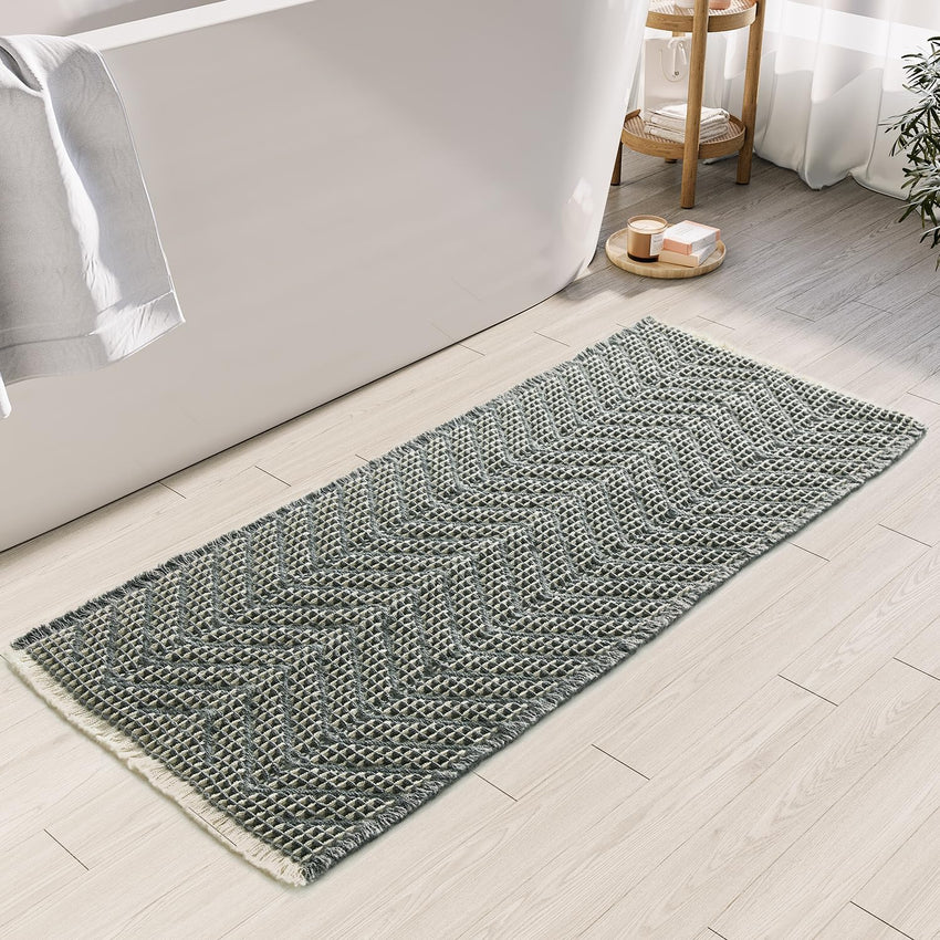 Bathroom Floor Mat,Boho Bath Rug,Super Absorbent Bath Mat,Bathroom Rugs Non Slip Washable, Quick Dry Shower Mats, Ultra Soft Bath Mat Towel,Brown,18"*30" - 7DAY'S