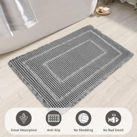 Bathroom Floor Mat,Boho Bath Rug,Super Absorbent Bath Mat,Bathroom Rugs Non Slip Washable, Quick Dry Shower Mats, Ultra Soft Bath Mat Towel,Brown,18"*30" - 7DAY'S