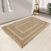 Bathroom Floor Mat,Boho Bath Rug,Super Absorbent Bath Mat,Bathroom Rugs Non Slip Washable, Quick Dry Shower Mats, Ultra Soft Bath Mat Towel,Brown,18"*30" - 7DAY'S