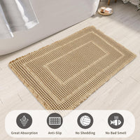 Bathroom Floor Mat,Boho Bath Rug,Super Absorbent Bath Mat,Bathroom Rugs Non Slip Washable, Quick Dry Shower Mats, Ultra Soft Bath Mat Towel,Brown,18"*30" - 7DAY'S