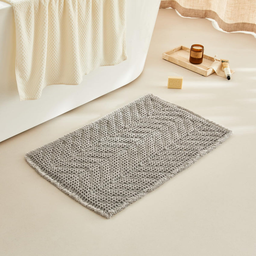 Bathroom Floor Mat,Boho Bath Rug,Super Absorbent Bath Mat,Bathroom Rugs Non Slip Washable, Quick Dry Shower Mats, Ultra Soft Bath Mat Towel,Brown,18"*30" - 7DAY'S