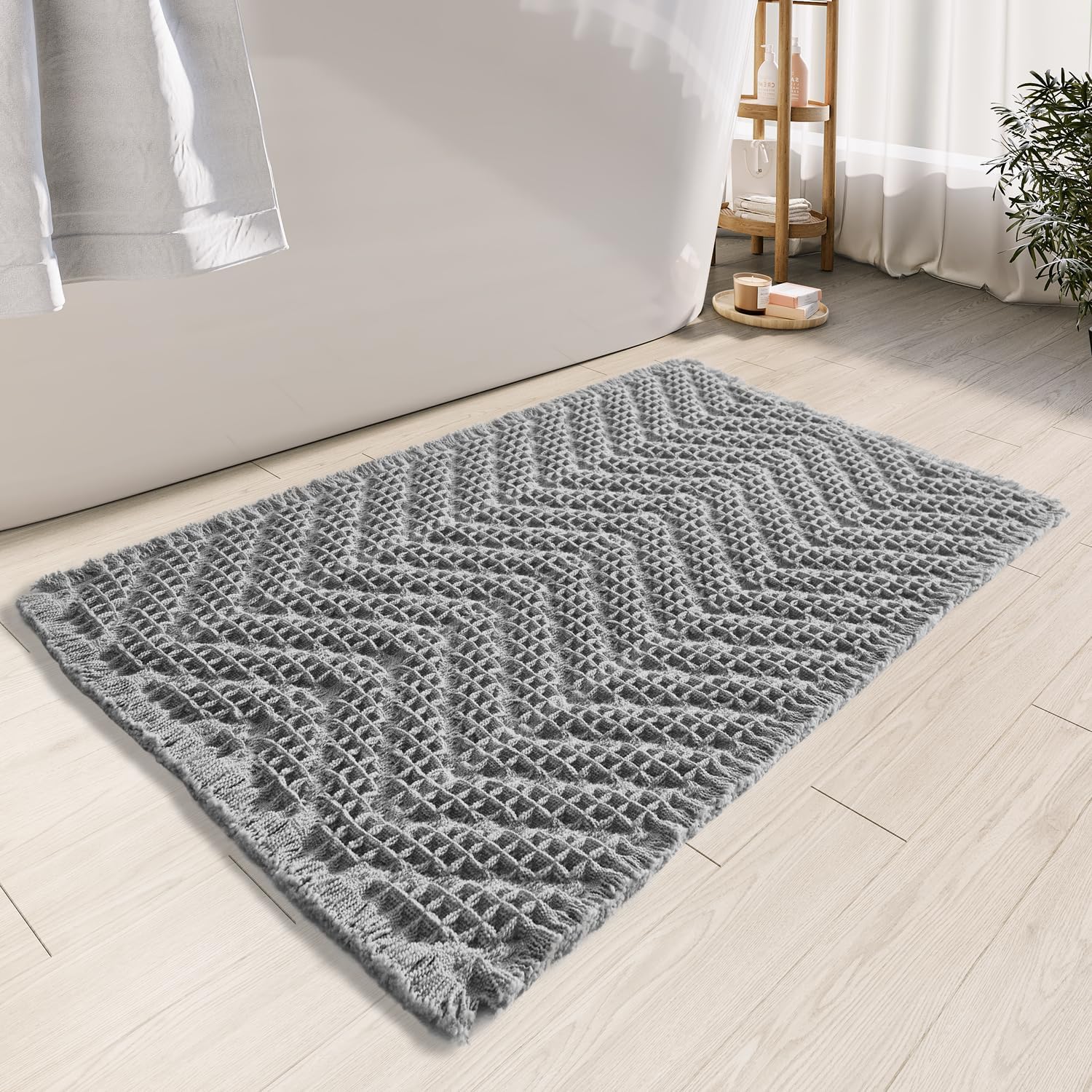 Bathroom Floor Mat,Boho Bath Rug,Super Absorbent Bath Mat,Bathroom Rugs Non Slip Washable, Quick Dry Shower Mats, Ultra Soft Bath Mat Towel,Brown,18"*30" - 7DAY'S