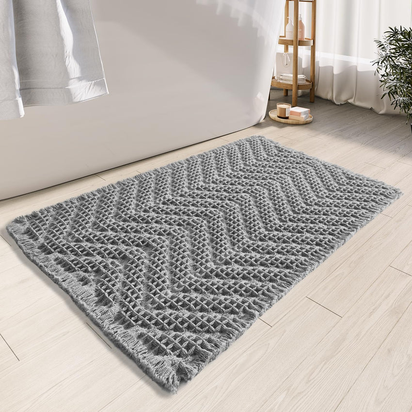 Bathroom Floor Mat,Boho Bath Rug,Super Absorbent Bath Mat,Bathroom Rugs Non Slip Washable, Quick Dry Shower Mats, Ultra Soft Bath Mat Towel,Brown,18"*30" - 7DAY'S