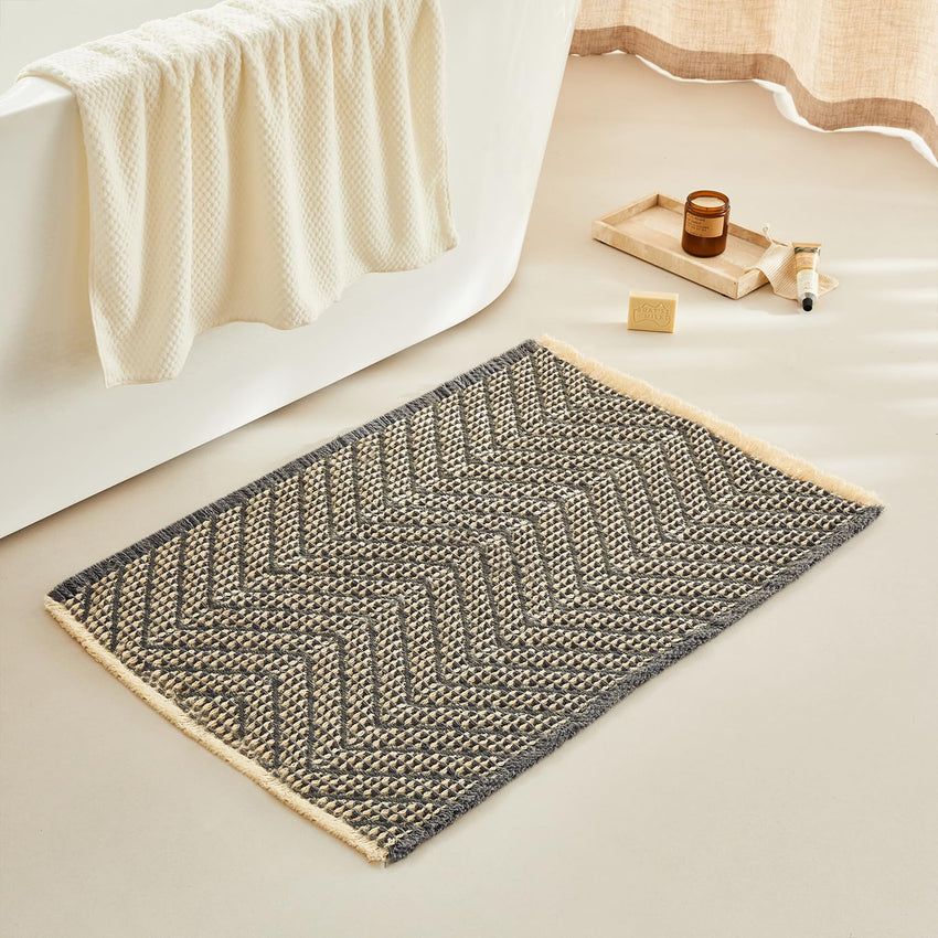 Bathroom Floor Mat,Boho Bath Rug,Super Absorbent Bath Mat,Bathroom Rugs Non Slip Washable, Quick Dry Shower Mats, Ultra Soft Bath Mat Towel,Brown,18"*30" - 7DAY'S
