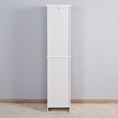 Bathroom Floor Storage Cabinet with 2 Doors Living Room Wooden Cabinet with 6 Shelves 15.75 x 11.81 x 66.93 inch - 7DAY'S