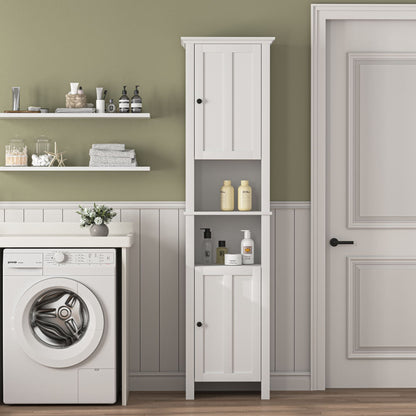 Bathroom Floor Storage Cabinet with 2 Doors Living Room Wooden Cabinet with 6 Shelves 15.75 x 11.81 x 66.93 inch - 7DAY'S