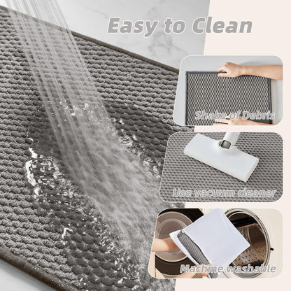 Bathroom Rug - Soft and Absorbent Chenille with Rubber Backing, Quick - Dry Mat Washable Runner Rug for Shower Floor, Bathmat Accessories and Decor Khaki 16"*24" - 7DAY'S
