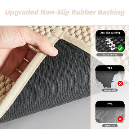 Bathroom Rug - Soft and Absorbent Chenille with Rubber Backing, Quick - Dry Mat Washable Runner Rug for Shower Floor, Bathmat Accessories and Decor Khaki 16"*24" - 7DAY'S