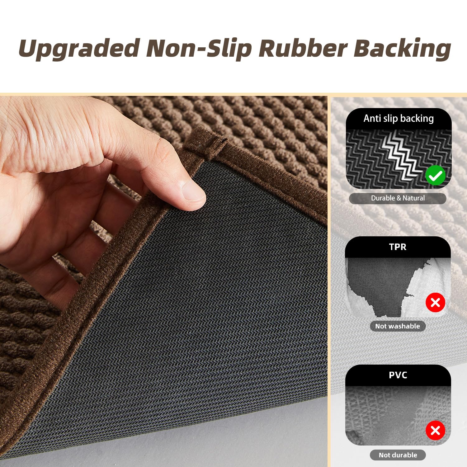 Bathroom Rug - Soft and Absorbent Chenille with Rubber Backing, Quick - Dry Mat Washable Runner Rug for Shower Floor, Bathmat Accessories and Decor Khaki 16"*24" - 7DAY'S