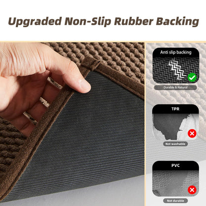 Bathroom Rug - Soft and Absorbent Chenille with Rubber Backing, Quick - Dry Mat Washable Runner Rug for Shower Floor, Bathmat Accessories and Decor Khaki 16"*24" - 7DAY'S