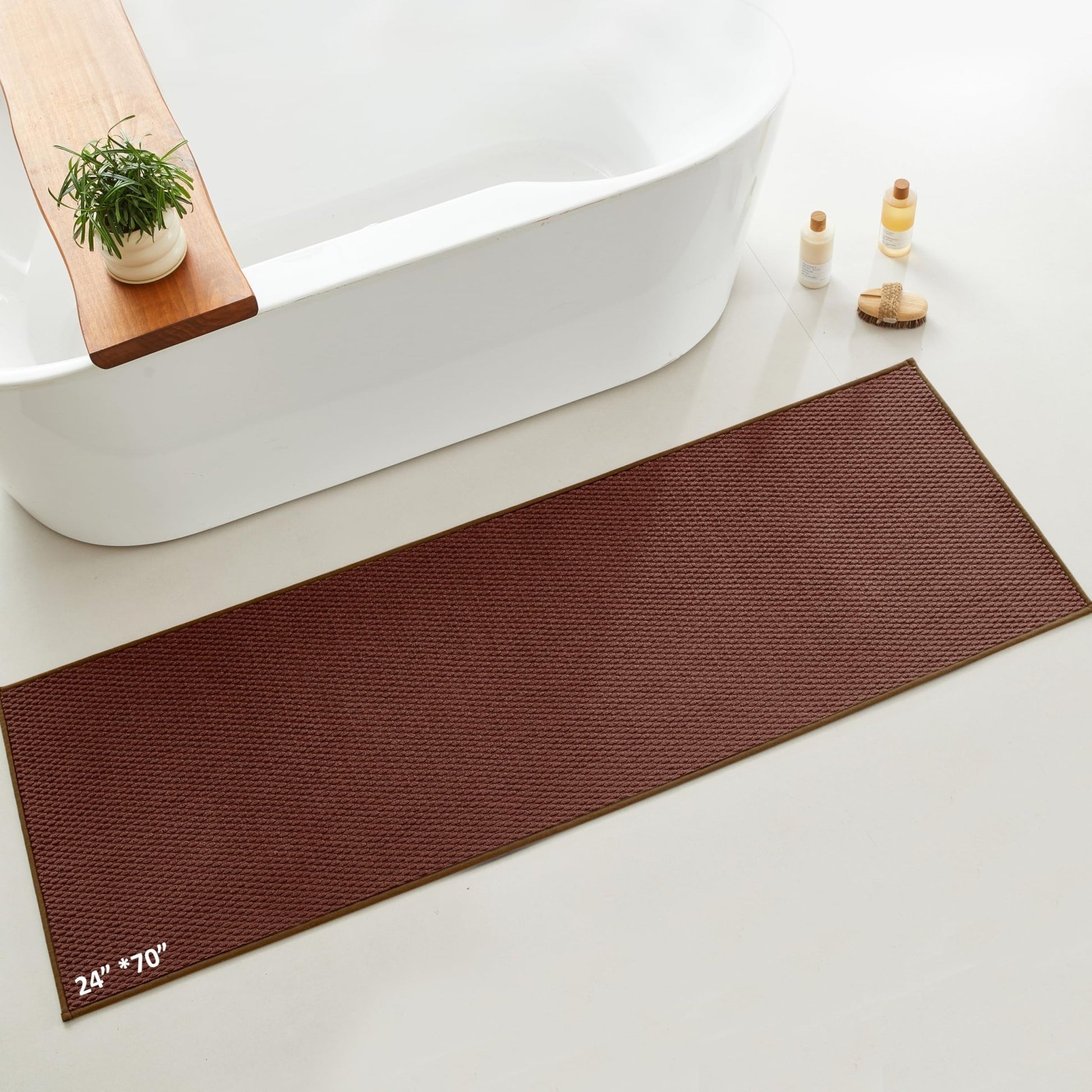 Bathroom Rug - Soft and Absorbent Chenille with Rubber Backing, Quick - Dry Mat Washable Runner Rug for Shower Floor, Bathmat Accessories and Decor Khaki 16"*24" - 7DAY'S