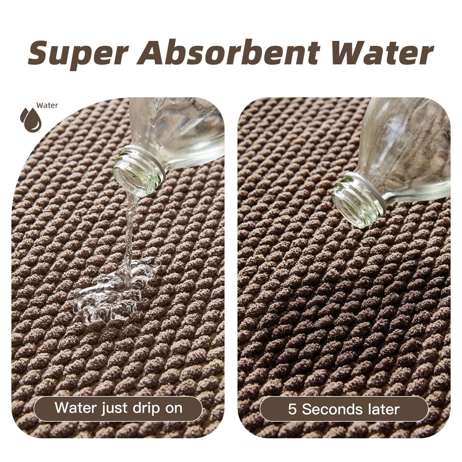 Bathroom Rug - Soft and Absorbent Chenille with Rubber Backing, Quick - Dry Mat Washable Runner Rug for Shower Floor, Bathmat Accessories and Decor Khaki 16"*24" - 7DAY'S