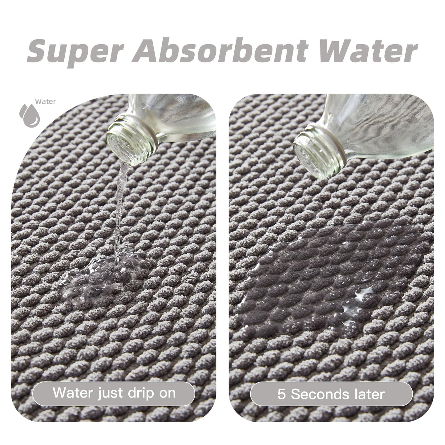 Bathroom Rug - Soft and Absorbent Chenille with Rubber Backing, Quick - Dry Mat Washable Runner Rug for Shower Floor, Bathmat Accessories and Decor Khaki 16"*24" - 7DAY'S