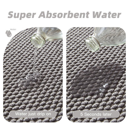 Bathroom Rug - Soft and Absorbent Chenille with Rubber Backing, Quick - Dry Mat Washable Runner Rug for Shower Floor, Bathmat Accessories and Decor Khaki 16"*24" - 7DAY'S
