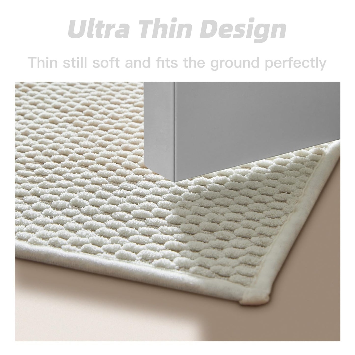 Bathroom Rug - Soft and Absorbent Chenille with Rubber Backing, Quick - Dry Mat Washable Runner Rug for Shower Floor, Bathmat Accessories and Decor Khaki 16"*24" - 7DAY'S