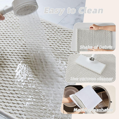 Bathroom Rug - Soft and Absorbent Chenille with Rubber Backing, Quick - Dry Mat Washable Runner Rug for Shower Floor, Bathmat Accessories and Decor Khaki 16"*24" - 7DAY'S