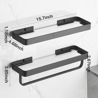 Bathroom Shelves Wall Mounted Glass Shelves for Bathroom Floating Shelf with Towel Holder Glass Shower Shelf 2 Tier Bathroom Wall Organizer - 7DAY'S