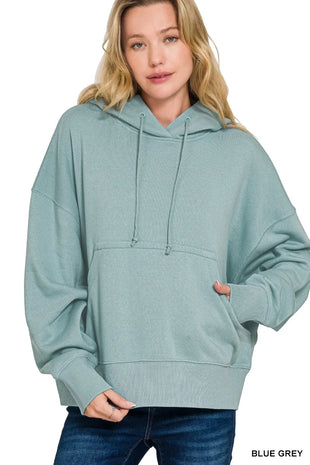 Zenana Oversized Fleece Kangaroo Pocket Hoodie