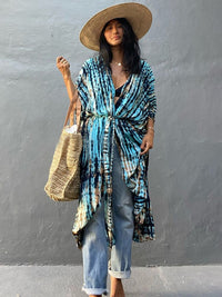 Beach Cover Ups for Swimwear Women Black Tie Dye Kimono Swimsuit Cape Summer Dress 2022 Beachwear Outfits Sales - 7DAY'S