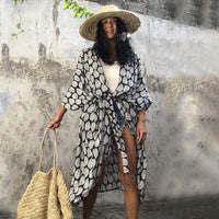 Beach Cover Ups for Swimwear Women Black Tie Dye Kimono Swimsuit Cape Summer Dress 2022 Beachwear Outfits Sales - 7DAY'S