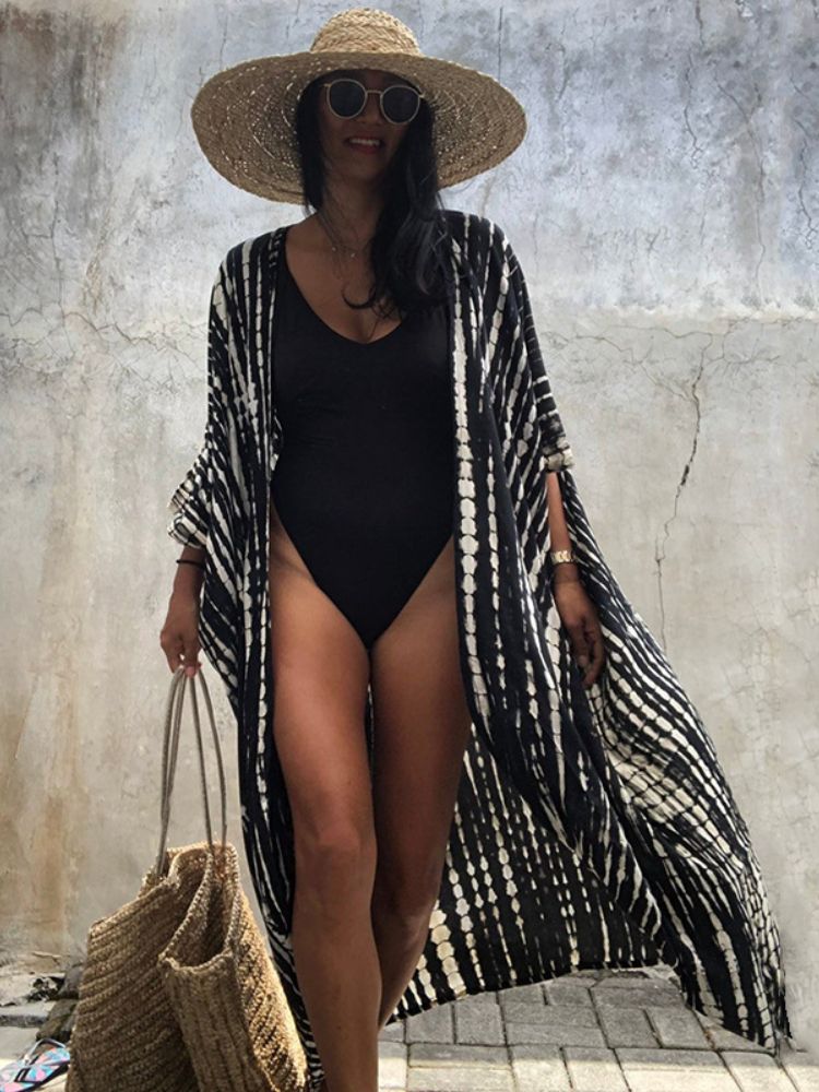 Beach Cover Ups for Swimwear Women Black Tie Dye Kimono Swimsuit Cape Summer Dress 2022 Beachwear Outfits Sales - 7DAY'S