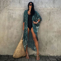 Beach Cover Ups for Swimwear Women Black Tie Dye Kimono Swimsuit Cape Summer Dress 2022 Beachwear Outfits Sales - 7DAY'S