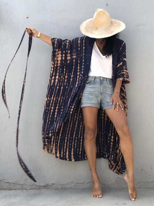 Beach Cover Ups for Swimwear Women Black Tie Dye Kimono Swimsuit Cape Summer Dress 2022 Beachwear Outfits Sales - 7DAY'S