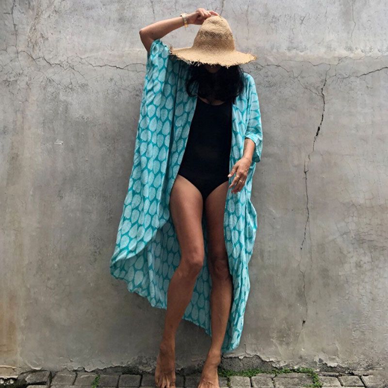Beach Cover Ups for Swimwear Women Black Tie Dye Kimono Swimsuit Cape Summer Dress 2022 Beachwear Outfits Sales - 7DAY'S