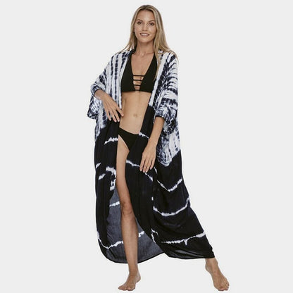 Beach Cover Ups for Swimwear Women Black Tie Dye Kimono Swimsuit Cape Summer Dress 2022 Beachwear Outfits Sales - 7DAY'S