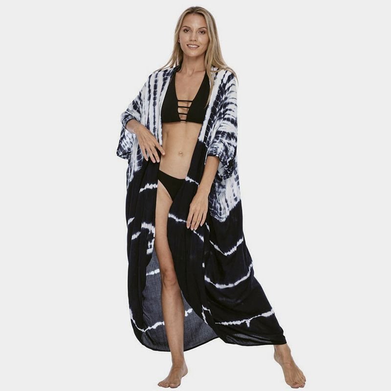 Beach Cover Ups for Swimwear Women Black Tie Dye Kimono Swimsuit Cape Summer Dress 2022 Beachwear Outfits Sales - 7DAY'S