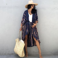 Beach Cover Ups for Swimwear Women Black Tie Dye Kimono Swimsuit Cape Summer Dress 2022 Beachwear Outfits Sales - 7DAY'S
