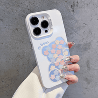 Bear avatar silicone border flower embellished cell phone protective case frosted feel new, for Apple cell phone series - 7DAY'S