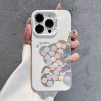 Bear avatar silicone border flower embellished cell phone protective case frosted feel new, for Apple cell phone series - 7DAY'S