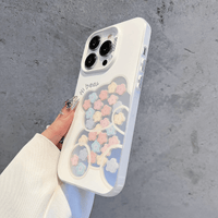 Bear avatar silicone border flower embellished cell phone protective case frosted feel new, for Apple cell phone series - 7DAY'S
