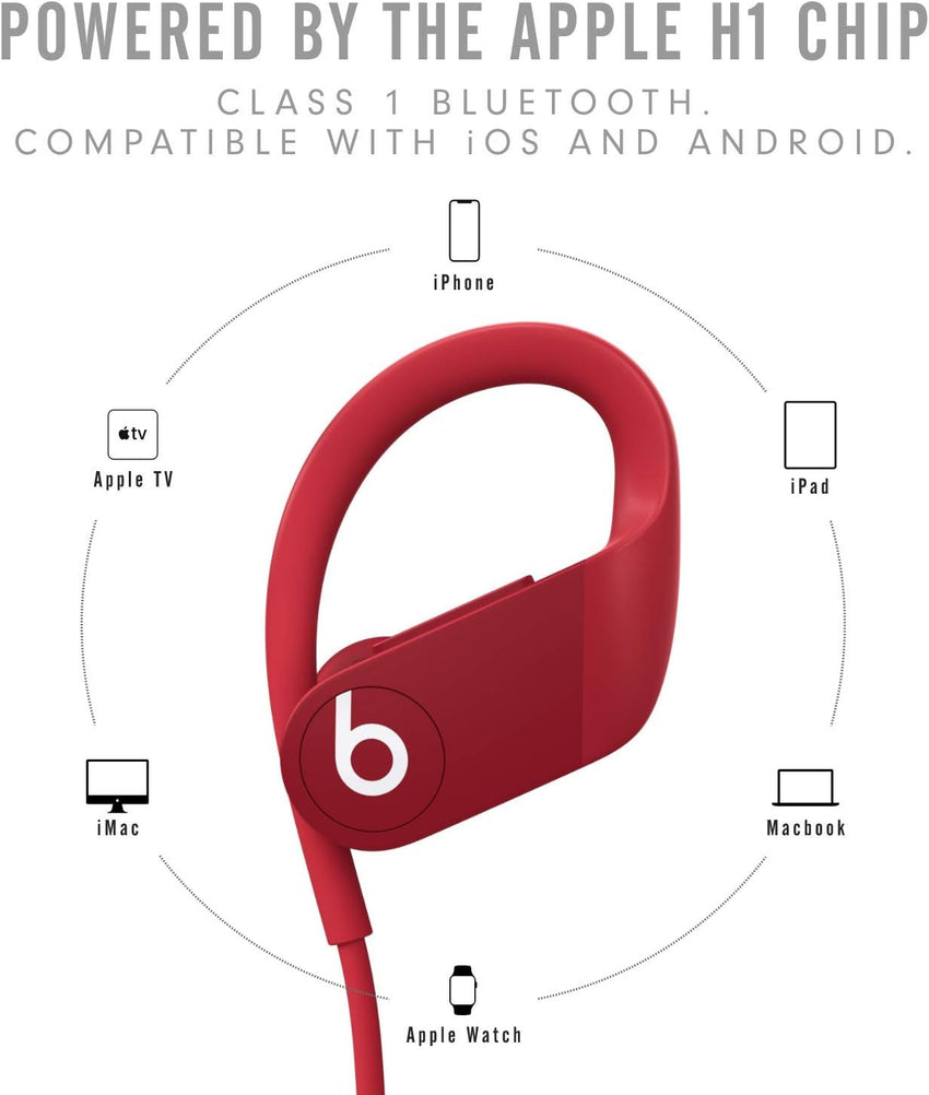 Beats by Dre Powerbeats High - Performance Wireless Earphones - Red - MWNX2LL/A (Renewed) - 7DAY'S
