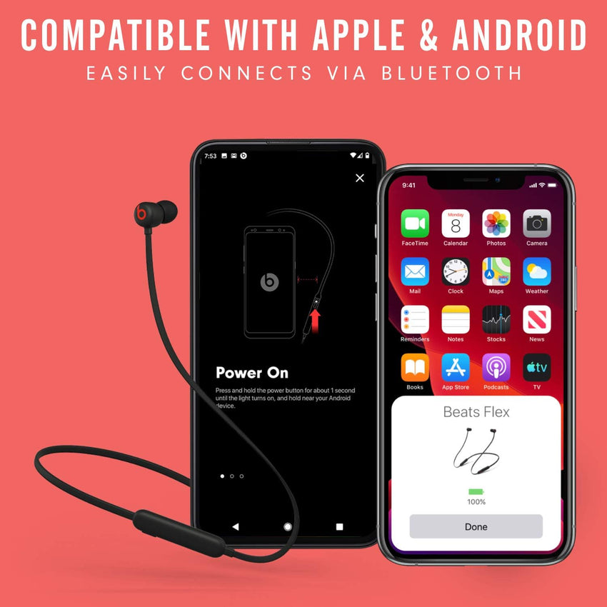Beats Flex Wireless Earbuds - Apple W1 Headphone Chip, Magnetic Earphones, Class 1 Bluetooth, 12 Hours of Listening Time, Built - in Microphone - Black - 7DAY'S