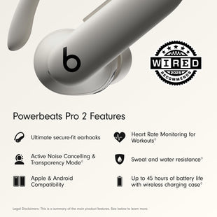 Beats Powerbeats Pro 2 Wireless Bluetooth Earbuds - Noise Cancelling, Heart Rate Monitor, IPX4, Up to 45H Battery & Charging Case, Works with Apple & Android - Quick Sand - 7DAY'S