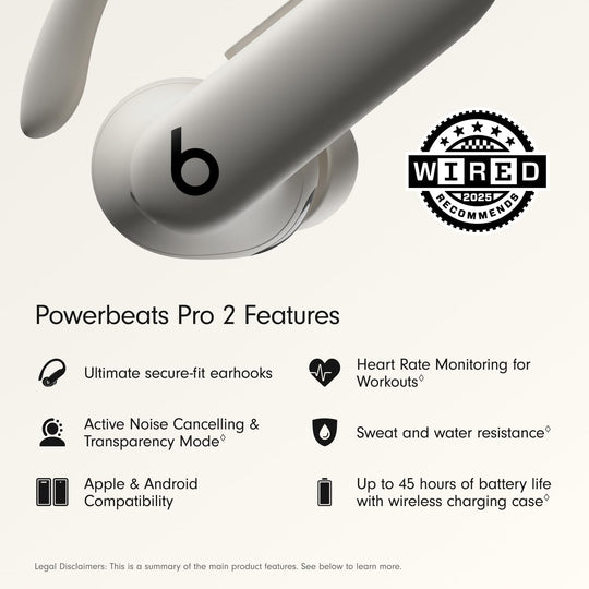 Beats Powerbeats Pro 2 Wireless Bluetooth Earbuds - Noise Cancelling, Heart Rate Monitor, IPX4, Up to 45H Battery & Charging Case, Works with Apple & Android - Quick Sand - 7DAY'S