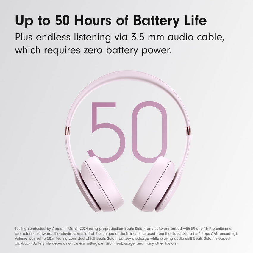 Beats Solo 4 - Wireless Bluetooth On - Ear Headphones, Apple & Android Compatible, Up to 50 Hours of Battery Life - Cloud Pink - 7DAY'S