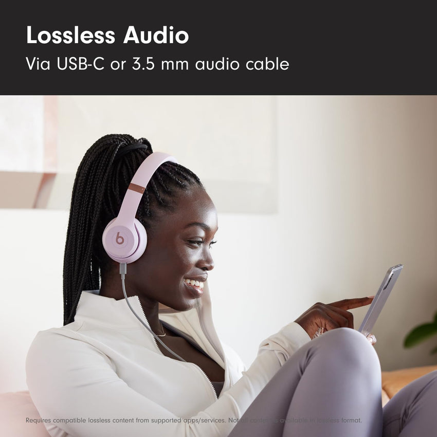 Beats Solo 4 - Wireless Bluetooth On - Ear Headphones, Apple & Android Compatible, Up to 50 Hours of Battery Life - Cloud Pink - 7DAY'S