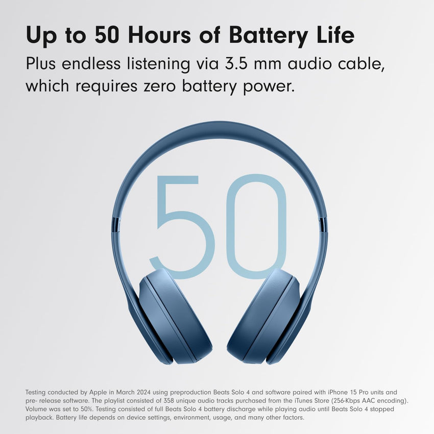 Beats Solo 4 - Wireless Bluetooth On - Ear Headphones, Apple & Android Compatible, Up to 50 Hours of Battery Life - Slate Blue (Renewed) - 7DAY'S