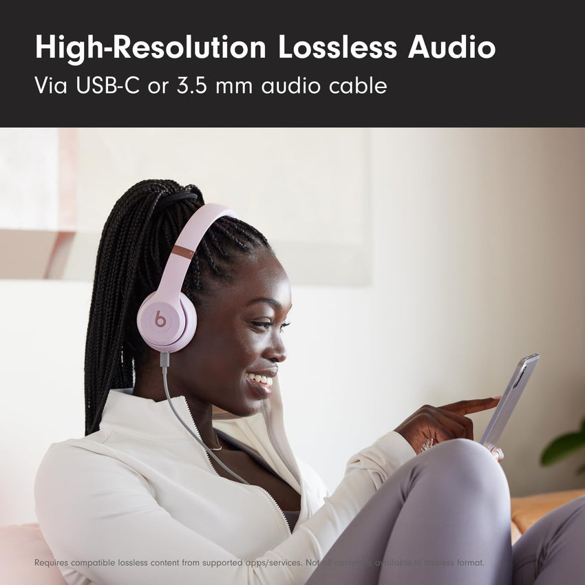 Beats Solo 4 - Wireless Bluetooth On - Ear Headphones, Cloud Pink (Renewed Premium) - 7DAY'S