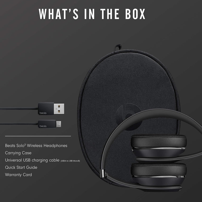 Beats Solo3 Wireless On - Ear Headphones - Apple W1 Headphone Chip, Class 1 Bluetooth, 40 Hours of Listening Time, Built - in Microphone - Black - 7DAY'S