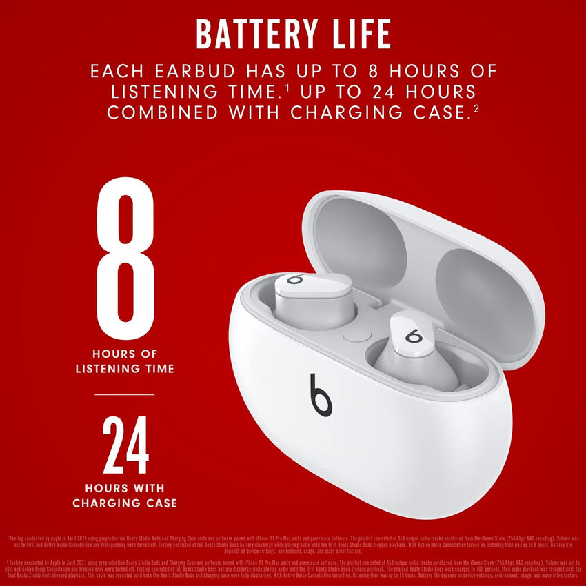 Beats Studio Buds - True Wireless Noise Cancelling Earbuds - Compatible with Apple & Android, Built - in Microphone, IPX4 Rating, Sweat Resistant Earphones, Class 1 Bluetooth Headphones - White - 7DAY'S