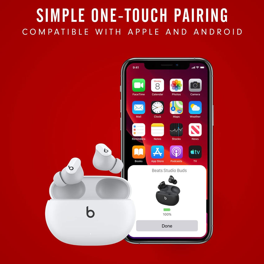 Beats Studio Buds - True Wireless Noise Cancelling Earbuds - Compatible with Apple & Android, Built - in Microphone, IPX4 Rating, Sweat Resistant Earphones, Class 1 Bluetooth Headphones - White - 7DAY'S