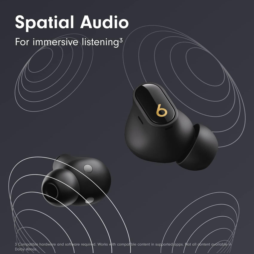 Beats Studio Buds + | True Wireless Noise Cancelling Earbuds, Enhanced Apple & Android Compatibility, Built - in Microphone, Sweat Resistant Bluetooth Headphones, Spatial Audio - Black/Gold - 7DAY'S