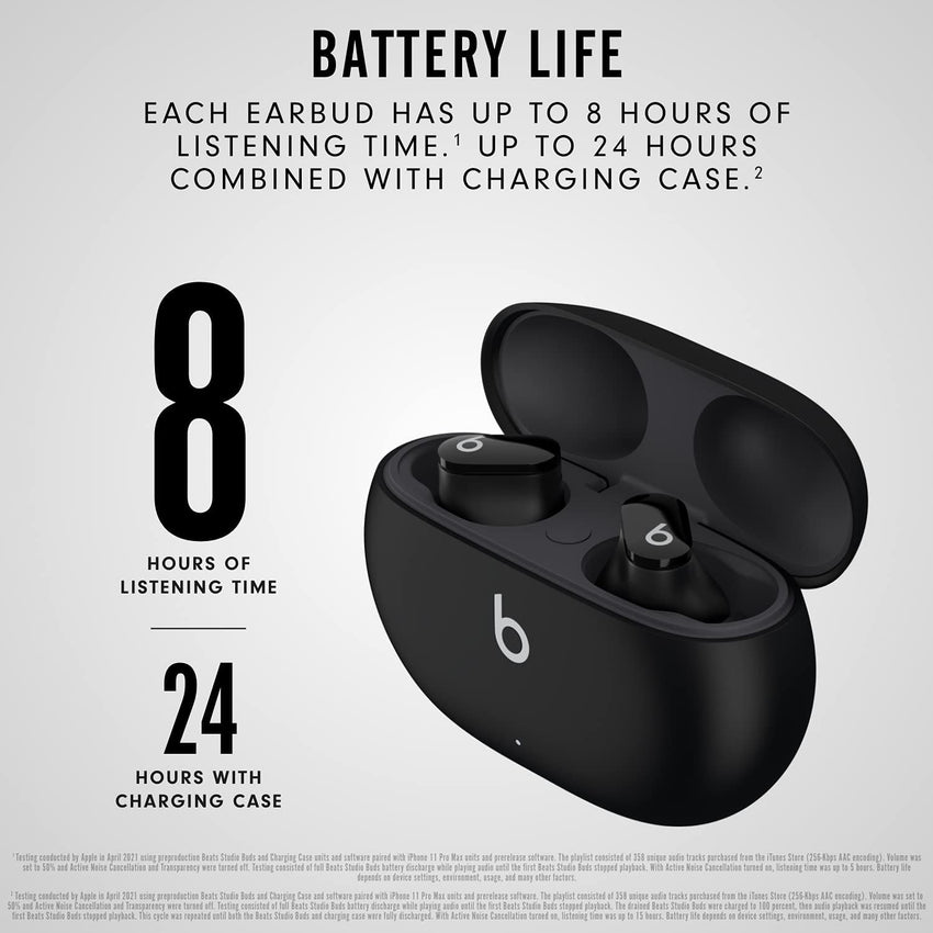 Beats Studio Buds - True Wireless Noise Cancelling Earphones - Black (Renewed Premium) - 7DAY'S
