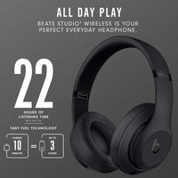 Beats Studio3 Wireless Noise Cancelling Over - Ear Headphones - Apple W1 Headphone Chip, Class 1 Bluetooth, 22 Hours of Listening Time, Built - in Microphone - Matte Black - 7DAY'S