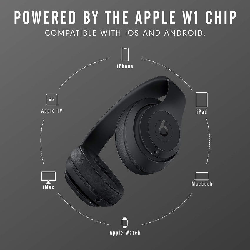 Beats Studio3 Wireless Noise Cancelling Over - Ear Headphones - Apple W1 Headphone Chip, Class 1 Bluetooth, 22 Hours of Listening Time, Built - in Microphone - Matte Black - 7DAY'S